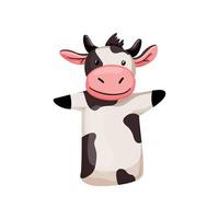 cow hand puppet cartoon vector illustration