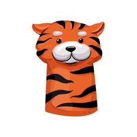 tiger hand puppet cartoon vector illustration