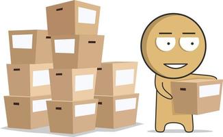 Loader with a box in his hands vector