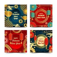 Chinese New Year Social Media Post with Gradient Color Concept vector