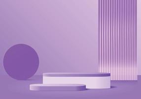 3d background violet product display scene with podium cosmetic vector