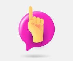 Speech cloud with pointing gesture. 3d vector isolated illustration