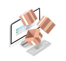 Modern computer with mail. Isometric vector illustration with pc