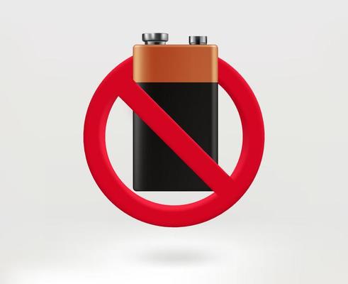 Do not throw away batteries concept with battery icon. 3d vector illustration