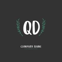 QD Initial handwriting and signature logo design with circle. Beautiful design handwritten logo for fashion, team, wedding, luxury logo. vector