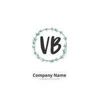 vb escritura inicial a mano y diseño de logotipo de firma con círculo. hermoso diseño de logotipo escrito a mano para moda, equipo, boda, logotipo de lujo. vector