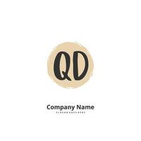 QD Initial handwriting and signature logo design with circle. Beautiful design handwritten logo for fashion, team, wedding, luxury logo. vector
