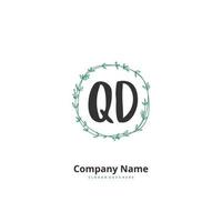 QD Initial handwriting and signature logo design with circle. Beautiful design handwritten logo for fashion, team, wedding, luxury logo. vector