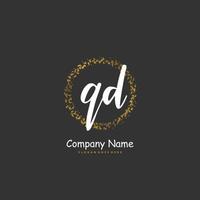 QD Initial handwriting and signature logo design with circle. Beautiful design handwritten logo for fashion, team, wedding, luxury logo. vector