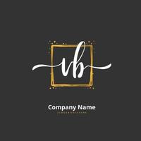 vb escritura inicial a mano y diseño de logotipo de firma con círculo. hermoso diseño de logotipo escrito a mano para moda, equipo, boda, logotipo de lujo. vector