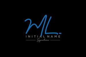 Initial ML signature logo template vector. Hand drawn Calligraphy lettering Vector illustration.