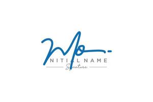 Initial MO signature logo template vector. Hand drawn Calligraphy lettering Vector illustration.