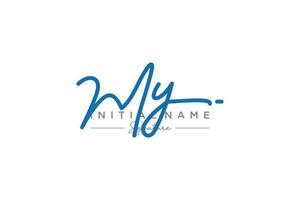 Initial MY signature logo template vector. Hand drawn Calligraphy lettering Vector illustration.