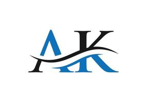 AK Letter Linked Logo for business and company identity. Initial Letter AK Logo Vector Template