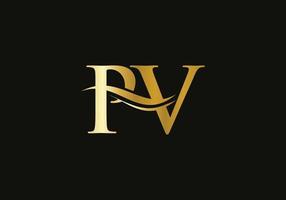 Modern PV logotype for luxury branding. Initial PV letter business logo design vector