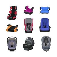 baby car seat set cartoon vector illustration