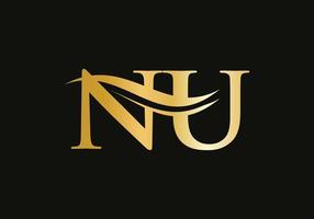 Modern NU logotype for luxury branding. Initial NU letter business logo design vector