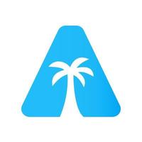 Letter A Palm Tree Logo Design Concept For Travel Beach Landscape Icon Vector Template