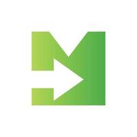 Letter M Financial Logo with Growth Arrow Design. Accounting Element, Financial Investment Symbol Vector Template