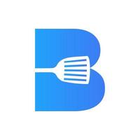 Letter B Kitchen Spatula Logo. Kitchen Logo Design Combined With Kitchen Spatula For Restaurant Symbol vector