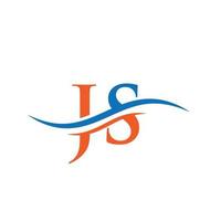 vector de logotipo js de onda de agua. diseño de logotipo swoosh letter js para identidad empresarial y empresarial
