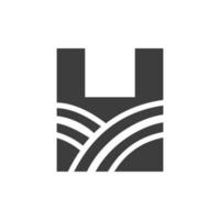 logotipo de agricultura en concepto de letra h. logotipo de granja basado en el alfabeto para panadería, pan, pastelería, identidad comercial de industrias domésticas vector