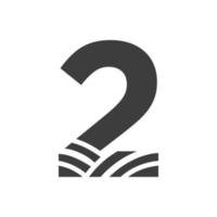logotipo de agricultura en concepto de letra 2. logotipo de granja basado en el alfabeto para panadería, pan, pastelería, identidad comercial de industrias domésticas vector