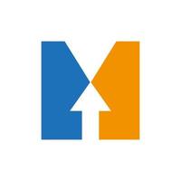 Letter M Financial Logo with Growth Arrow Design. Accounting Element, Financial Investment Symbol Vector Template