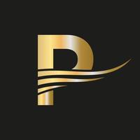Modern Letter P Logo Monogram Logotype Vector Template Combined with Luxury, Fashion Business and Company Identity