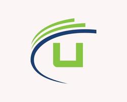 Letter U logo design for business, construction, technology and real estate symbol vector