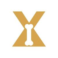 logotipo de letra x perro, plantilla de vector de diseño de logotipo de cuidado de mascotas