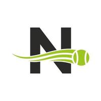 plantilla de diseño del logotipo del club de tenis letra n. academia deportiva de tenis, logotipo del club vector