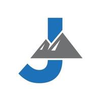 Letter J Mount Logo Vector Sign. Mountain Nature Landscape Logo Combine With Hill Icon and Template