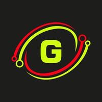 diseño de logotipo de tecnología en el concepto de letra g. plantilla de logotipo de red de tecnología vector