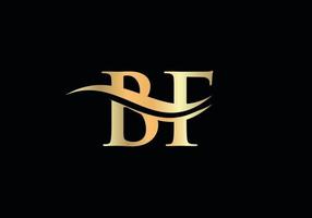 vector de logotipo bf de onda de agua. diseño de logotipo swoosh letter bf para identidad empresarial y empresarial.