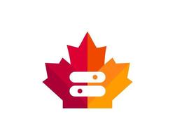 Maple Toggle logo design. Canadian Toggle logo. Red Maple leaf with Toggle Switch vector