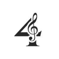 Letter 4 Music Logo. Dj Symbol Podcast Logo Icon Vector Template