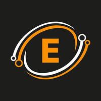 Technology Logo Design On E Letter Concept. Technology Network Logo Template vector