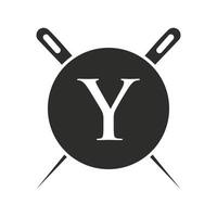 Letter Y Tailor Logo, Needle and Thread Combination for Embroider, Textile, Fashion, Cloth, Fabric Template vector