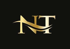 letra inicial nt logotipo vinculado para la identidad comercial y de la empresa. plantilla de vector de logotipo de letra nt moderna con moda moderna