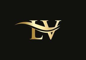logotipo lv moderno para marcas de lujo. vector de diseño de logotipo de empresa de letra lv inicial