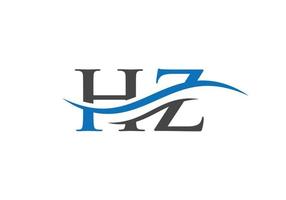 diseño de logotipo hz de letra premium con concepto de onda de agua. diseño de logotipo de letra hz vector
