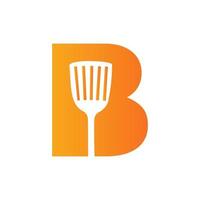 Letter B Kitchen Spatula Logo. Kitchen Logo Design Combined With Kitchen Spatula For Restaurant Symbol vector