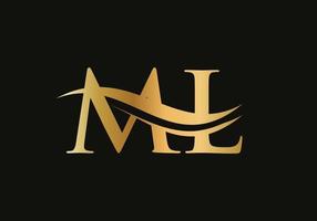 Creative ML letter with luxury concept. Modern ML Logo Design for business and company identity vector