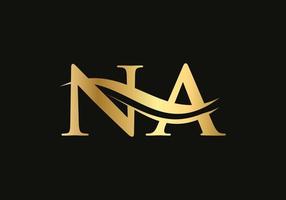 Initial NA letter linked logo vector template. Swoosh letter NA logo design. N A Logo design with modern trendy