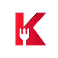 Letter KW Restaurant Logo Combined with Fork Icon Vector Template