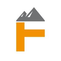 Letter F Mount Logo Vector Sign. Mountain Nature Landscape Logo Combine With Hill Icon and Template