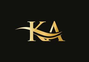 Initial KA letter linked logo vector template. Swoosh letter KA logo design. K A Logo design with modern trendy