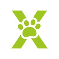 letra x logotipo de cuidado de mascotas, plantilla de símbolo y signo vectorial de diseño de logotipo de perro vector