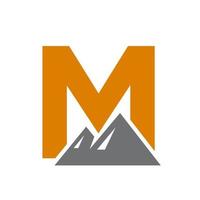 Letter M Mount Logo Vector Sign. Mountain Nature Landscape Logo Combine With Hill Icon and Template